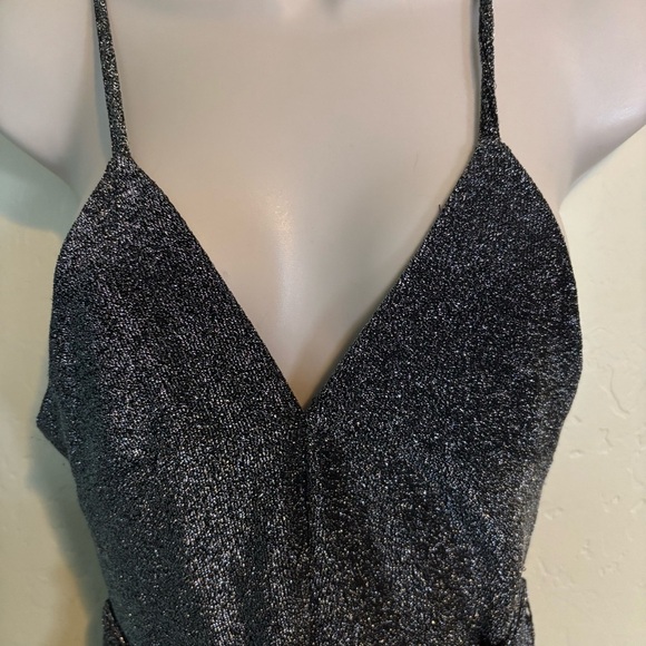 Forever 21 Black Silver Sleeveless Wide Leg Jumpsuit Size S - Picture 8 of 13